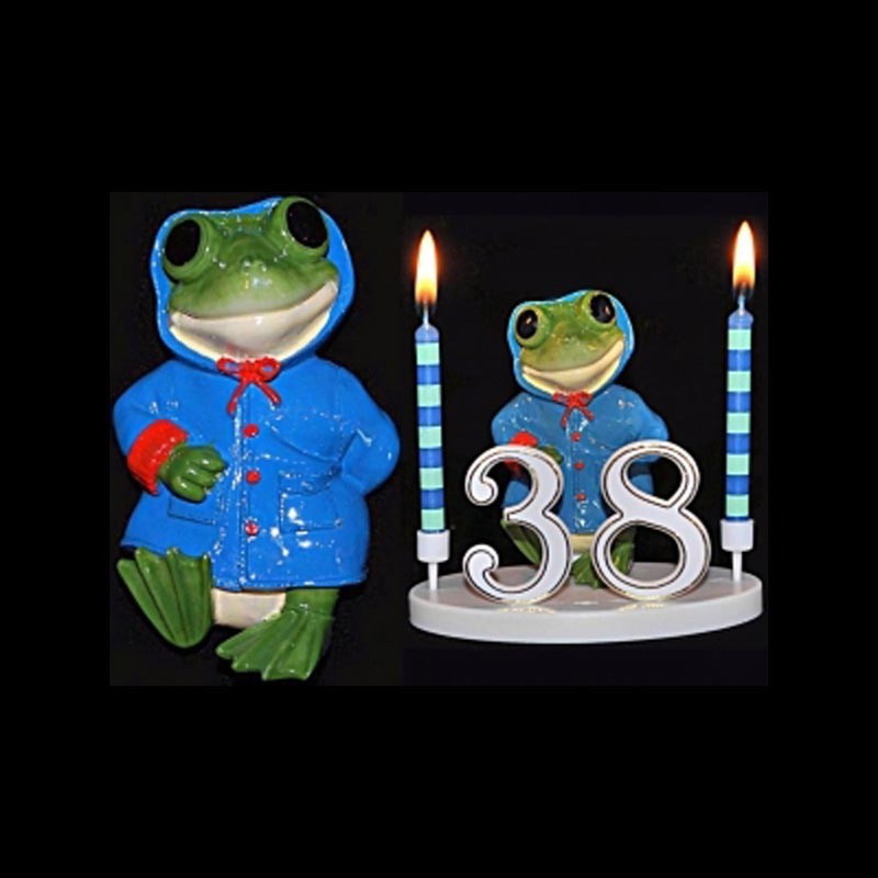 La grenouille du bonheur bleu pour anniversaire