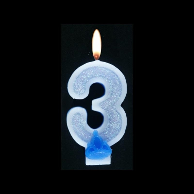 Bougie anniversaire chiffre 3 bleu pastel – Pika's World